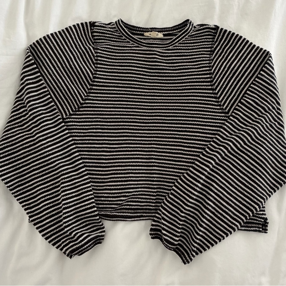 Madewell Black and White Striped Knit Top